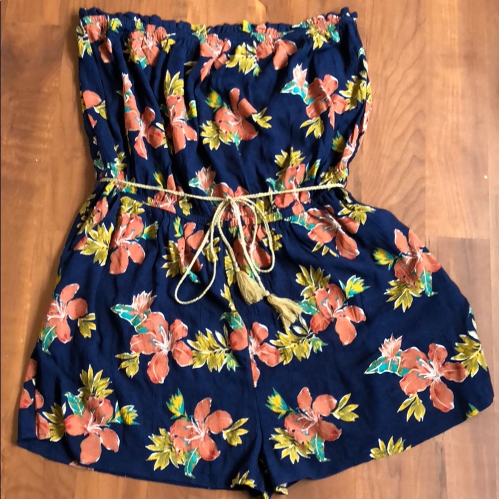 Floral Plus size Strapless Romper